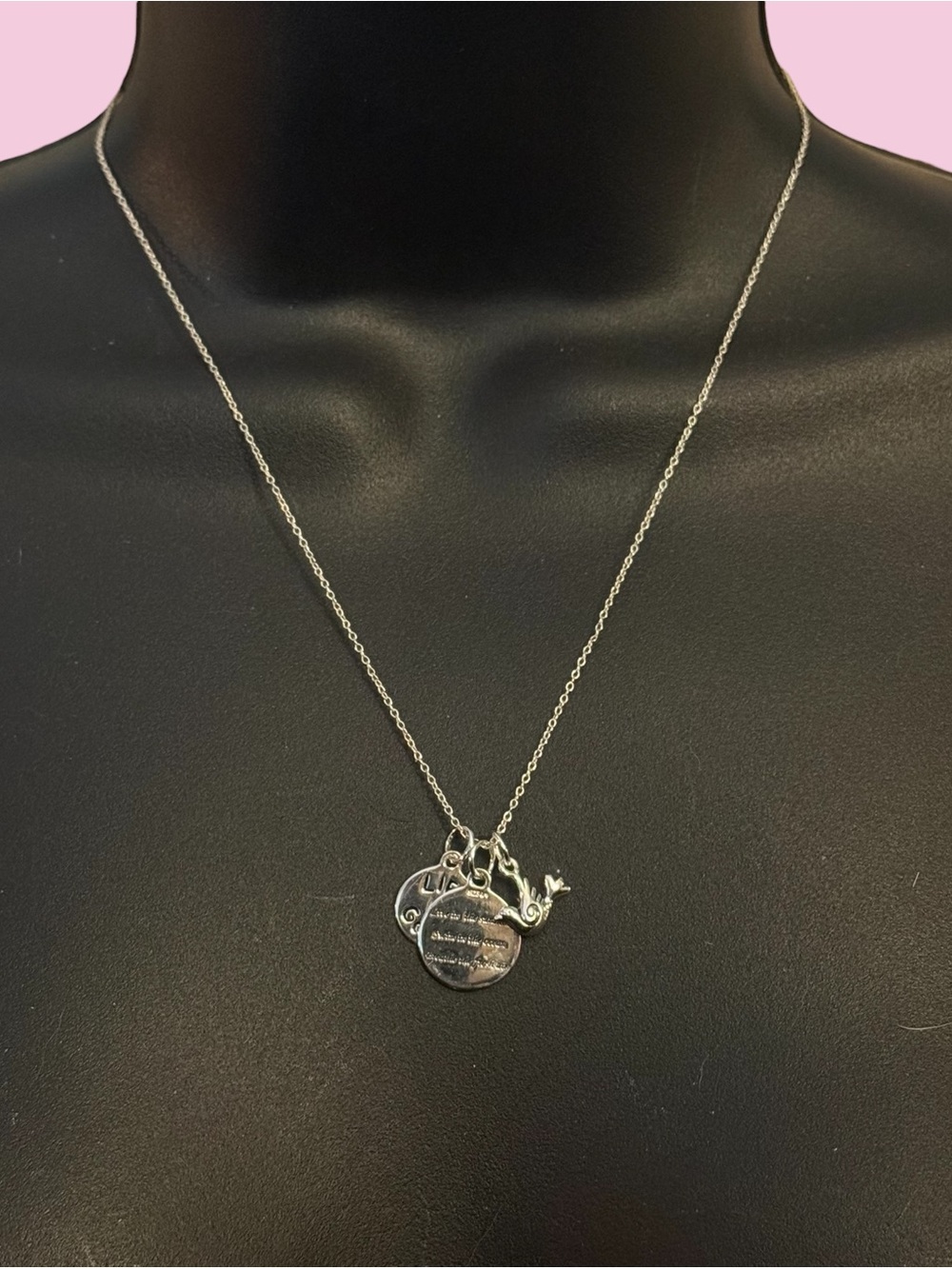 Life is Good 925 silver inspirational layered charm pendant necklace